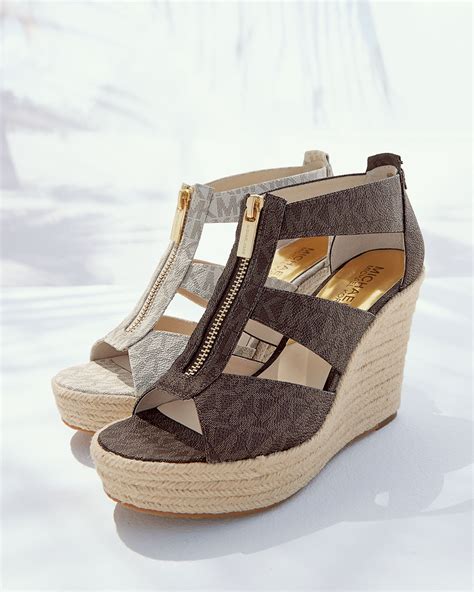 michael kors wedge sandals with zipper|Michael Kors suede wedges.